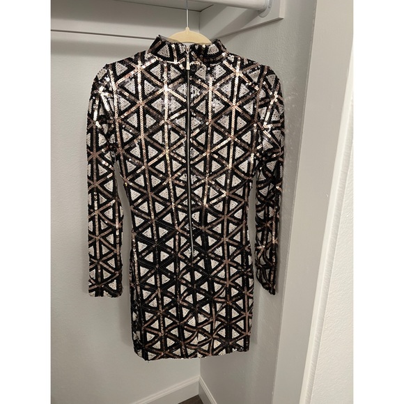 Lulus Waking Up in Vegas Black/White/Rose Gold Sequin Dress - Picture 2 of 5